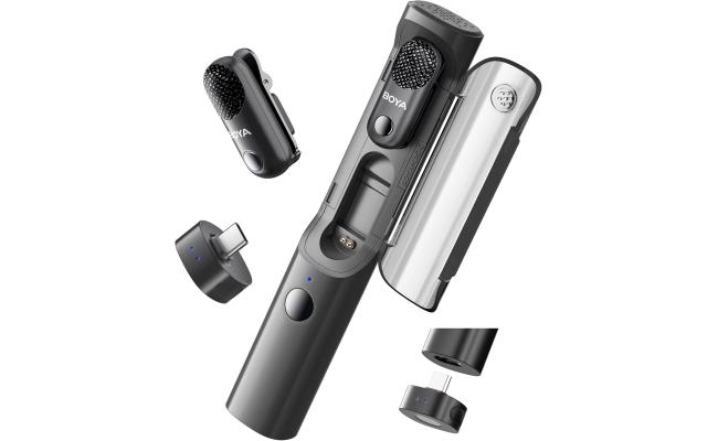 BOYA Magic-05 Wireless Lavalier Microphone, 30Hrs Battery,328FT LOS Range, Safety Track &Limiter, Ai Noise Reduction USB-C Wireless Lapel Mini Mic for Android iPhone 16/15 Audio Video Live Broadcast